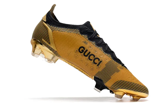 Nike Sapatos de futebol dourados pretos com overlay metálico de malha base para solo firme 4