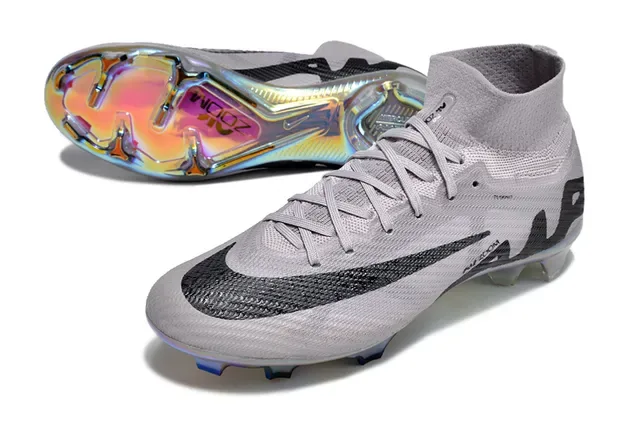 Nike Gris Noir Haut-Coupé Col de Chaussette Flyknit Chaussures de Football 3
