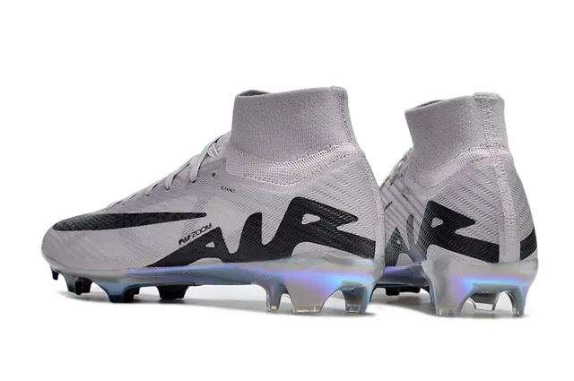 Nike Gris Noir Haut-Coupé Col de Chaussette Flyknit Chaussures de Football 4