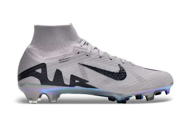 Nike Gris Noir Haut-Coupé Col de Chaussette Flyknit Chaussures de Football 5