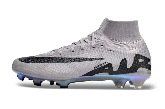 Nike Gris Noir Haut-Coupé Col de Chaussette Flyknit Chaussures de Football 6