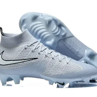 Nike رمادي أزرق Flyknit Upper High-Top Sock Collar Firm-Ground أحذية كرة القدم