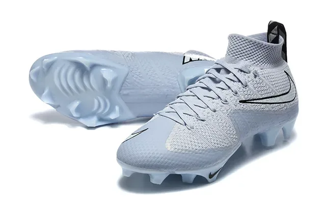 Nike رمادي أزرق Flyknit Upper High-Top Sock Collar Firm-Ground أحذية كرة القدم 6