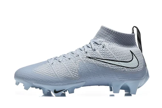 Nike رمادي أزرق Flyknit Upper High-Top Sock Collar Firm-Ground أحذية كرة القدم 10