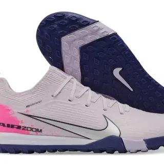 Nike Gray Pink Knit Upper Low-Cut Silhouette Turf Soccer Shoes