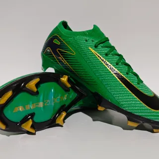 Nike Green Black Knit Upper Molded FG Studs Firm-Ground Soccer Shoes