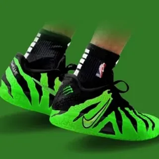 Nike Verde Preto Tênis de Basquete Low-Top com Padrão de Listra de Tigre