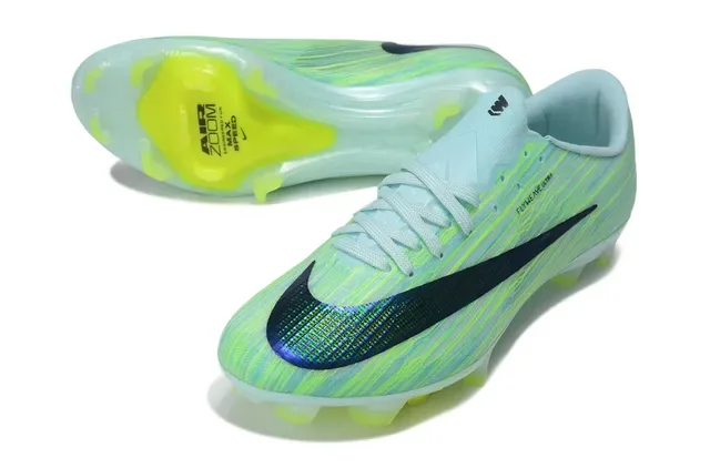 Nike Green Blue Flyweave Knit Upper Air Zoom Cushioning Firm-Ground Soccer Shoes 4