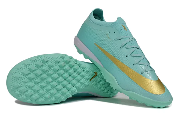 Nike Green Gold Low-Cut Sock-Fit Upper Metallic Swoosh Accent Turf Soccer Shoes 4