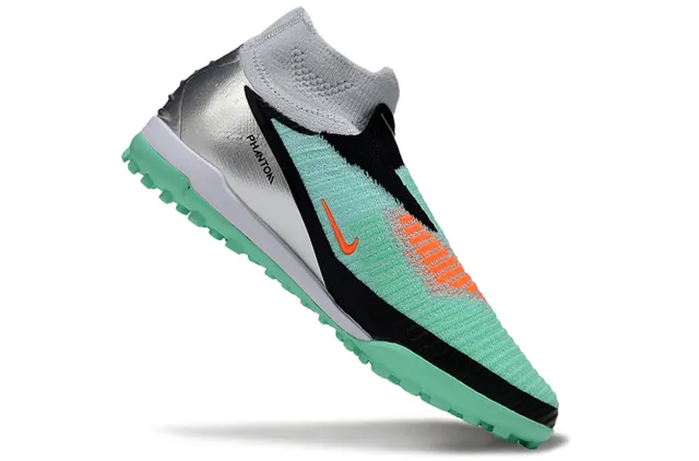 Nike Vert Argent Collar Sock-Fit Cage Asymétrique en Maille Chaussures de Football pour Pelouse 2
