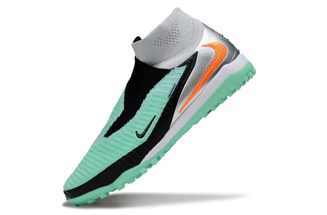 Nike Vert Argent Collar Sock-Fit Cage Asymétrique en Maille Chaussures de Football pour Pelouse 3