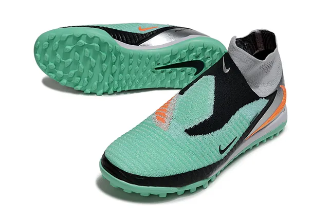 Nike Vert Argent Collar Sock-Fit Cage Asymétrique en Maille Chaussures de Football pour Pelouse 5
