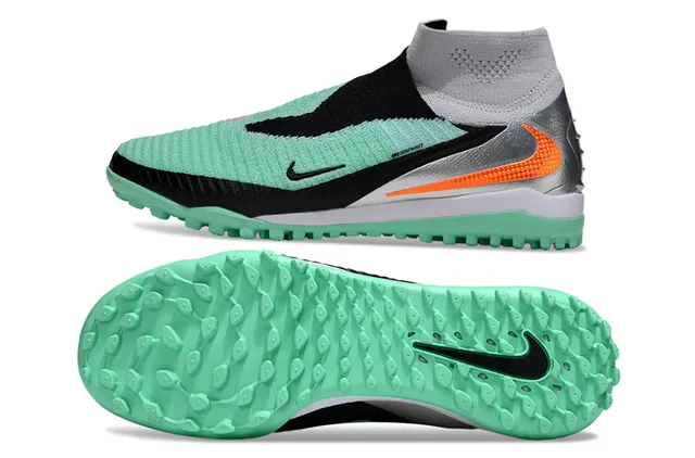 Nike Vert Argent Collar Sock-Fit Cage Asymétrique en Maille Chaussures de Football pour Pelouse 7