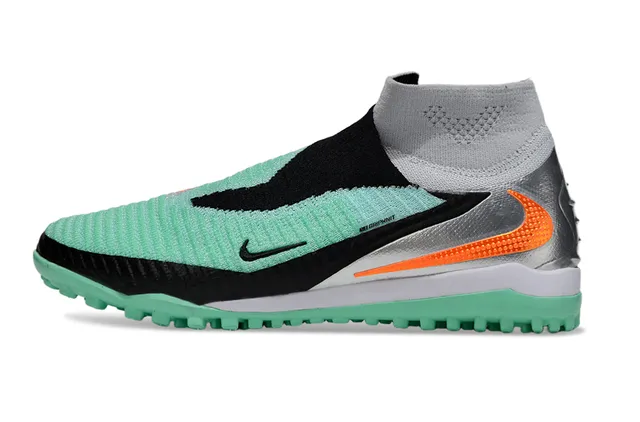 Nike Vert Argent Collar Sock-Fit Cage Asymétrique en Maille Chaussures de Football pour Pelouse 8