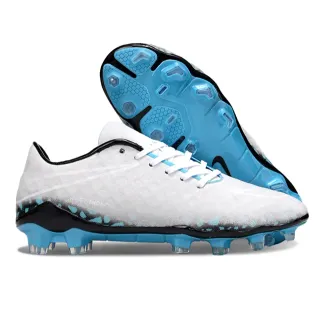 Nike HyperVenom Blanco Azul Bajo Corte Con Cordones Superior Sintético Texturizado Campo Firme Zapatos de Fútbol