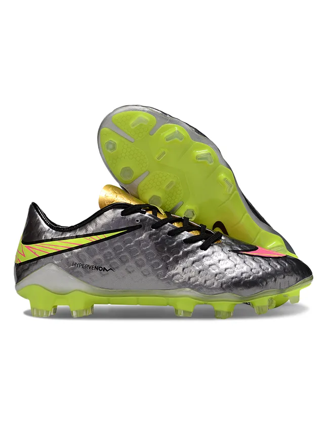 Nike HyperVenom Blanc Bleu Bas Lacets Synthétique Texturé Supérieur Terrain Ferme Chaussures de Football 6