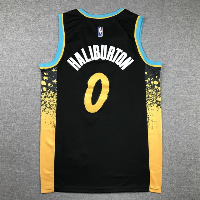قميص Nike Indiana Pacers City Edition أسود وذهبي وأزرق 3