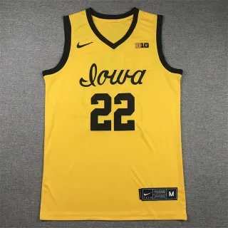 Nike Iowa Hawkeyes 22 Yellow Black Trim Basketball Jersey