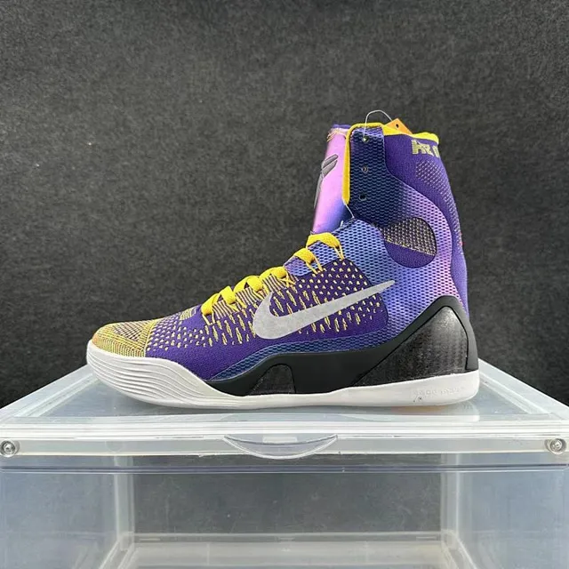 Nike Kobe 9 Elite Purple Yellow Flyknit Basketball Shoes 2