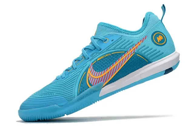 Nike Mercurial Blue Orange Low-Cut Indoor Court Silhouette Textured Synthetic Mesh Upper Sneakers 10
