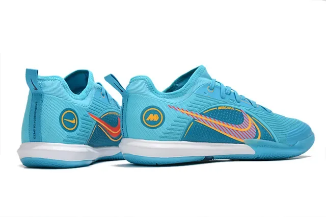 Nike Mercurial Blue Orange Low-Cut Indoor Court Silhouette Textured Synthetic Mesh Upper Sneakers 12