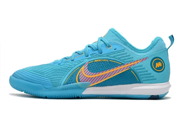 Nike Mercurial Blue Orange Low-Cut Indoor Court Silhouette Textured Synthetic Mesh Upper Sneakers 14