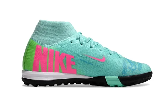 Nike Mercurial Vert Rose Dégradé Upper Knit High-Top Sock Collar Chaussures Football Turf 5