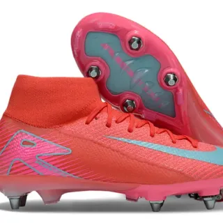 Nike Mercurial High-Cut Coral Pink Cyan Firm-Ground Zapatos de fútbol