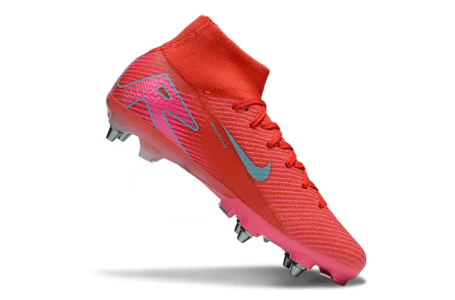 Nike Mercurial High-Cut Coral Pink Cyan Firm-Ground أحذية كرة القدم 2