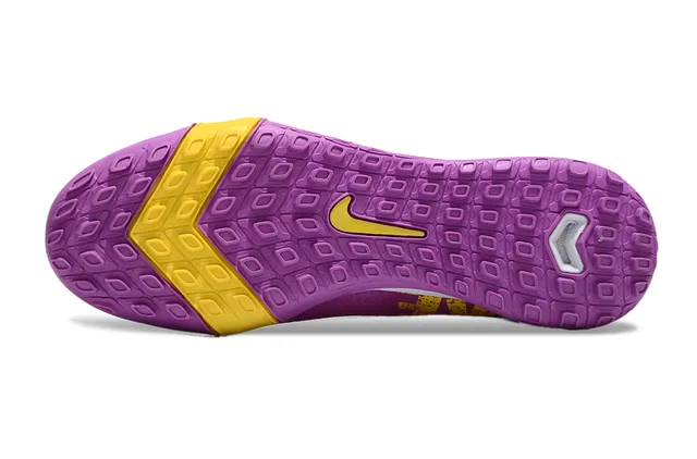 Nike Mercurial Purple Yellow High-Top Flyknit Construction Chuteiras de futebol turf com upper iridescent gradient 6