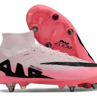 Nike Mercurial Superfly Pink Black High-Cut Sock-Fit Collar Flyknit Upper Firm-Ground Soccer Shoes