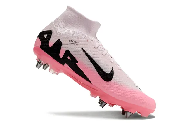 Nike Mercurial Superfly Chaussures de Football Rose Noir Tige Haute Col Chaussette Flyknit Semelle Firm-Ground 2