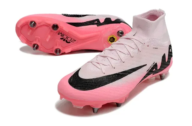 Nike Mercurial Superfly Chaussures de Football Rose Noir Tige Haute Col Chaussette Flyknit Semelle Firm-Ground 5