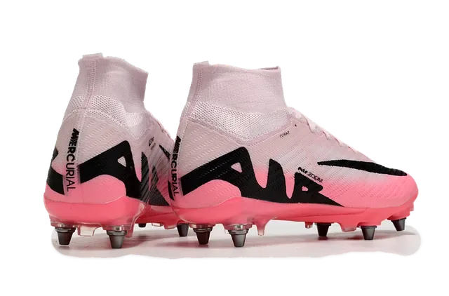 Nike Mercurial Superfly Chaussures de Football Rose Noir Tige Haute Col Chaussette Flyknit Semelle Firm-Ground 6