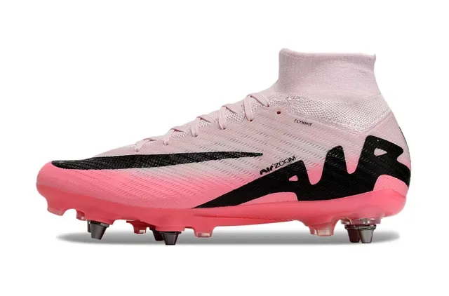 Nike Mercurial Superfly Chaussures de Football Rose Noir Tige Haute Col Chaussette Flyknit Semelle Firm-Ground 8