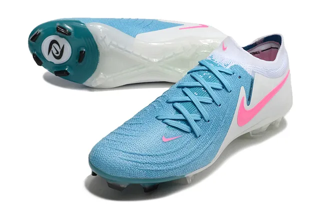 Nike Mercurial Vapor Blue Pink Knit Upper Asymmetrical Lacing Firm-Ground Soccer Shoes 4