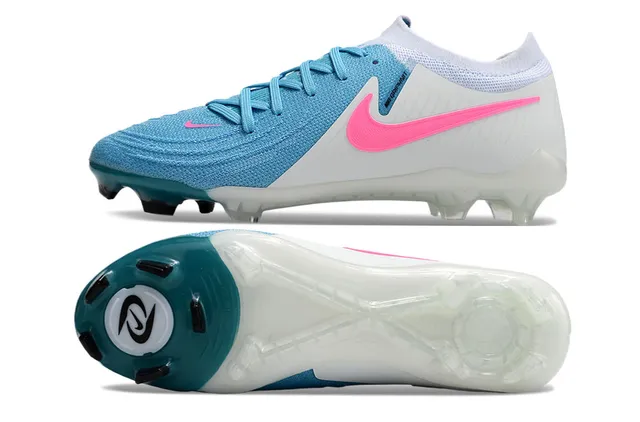 Nike Mercurial Vapor Blue Pink Knit Upper Asymmetrical Lacing Firm-Ground Soccer Shoes 6