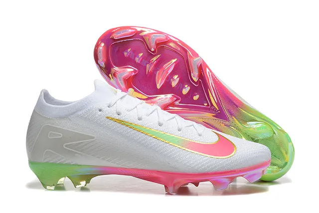 Nike Mercurial Vapor White Multicolor Flyknit Upper Iridescent Gradient Swoosh Firm-Ground Soccer Shoes 1