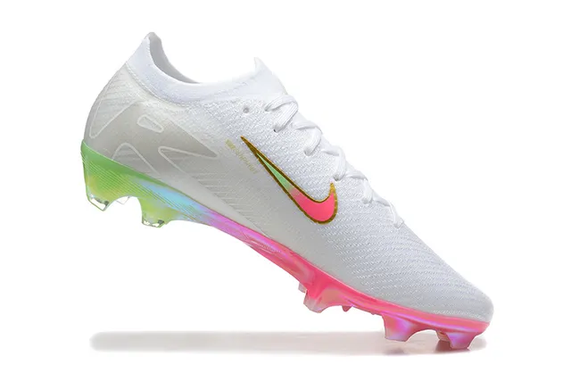 Nike Mercurial Vapor White Multicolor Flyknit Upper Iridescent Gradient Swoosh Firm-Ground Soccer Shoes 4
