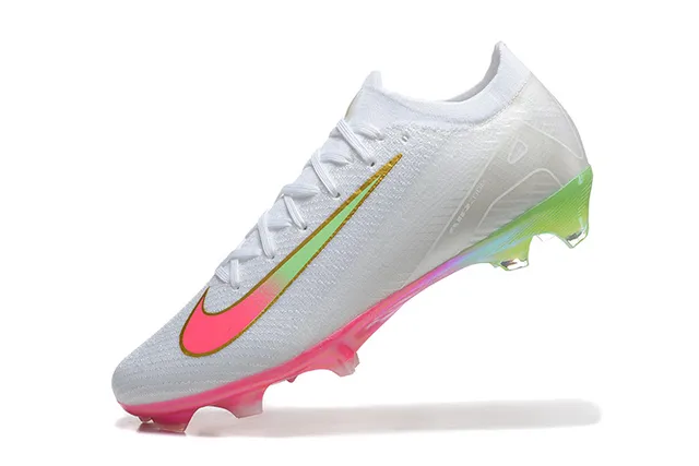 Nike Mercurial Vapor White Multicolor Flyknit Upper Iridescent Gradient Swoosh Firm-Ground Soccer Shoes 5