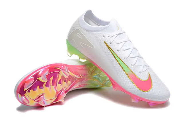 Nike Mercurial Vapor White Multicolor Flyknit Upper Iridescent Gradient Swoosh Firm-Ground Soccer Shoes 6