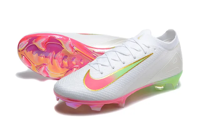 Nike Mercurial Vapor White Multicolor Flyknit Upper Iridescent Gradient Swoosh Firm-Ground Soccer Shoes 7