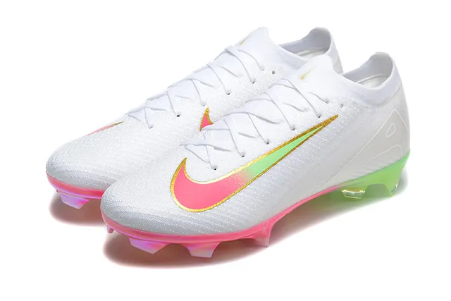 Nike Mercurial Vapor White Multicolor Flyknit Upper Iridescent Gradient Swoosh Firm-Ground Soccer Shoes 8