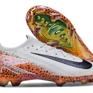 Nike Mercurial Vapor White Orange Knit Upper Spotted Graphic Overlay Firm-Ground Soccer Shoes