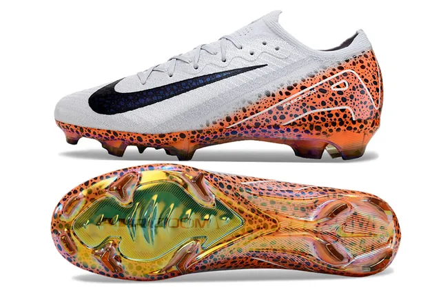 Nike Mercurial Vapor White Orange Knit Upper Spotted Graphic Overlay Firm-Ground Soccer Shoes 5