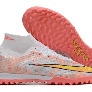 Nike Mercurial Zapatos de fútbol blanco rosa alta ajuste de calcetín superposiciones de gráficos impresos para turf