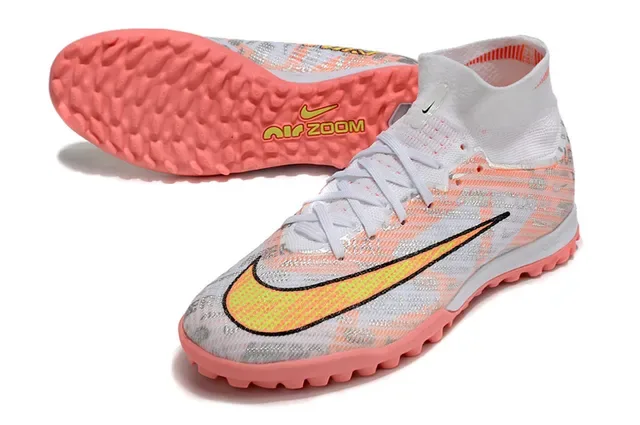 Nike Mercurial Sapatos de futebol branco rosa alto ajuste de meias superposições de gráficos impressos para grama 3