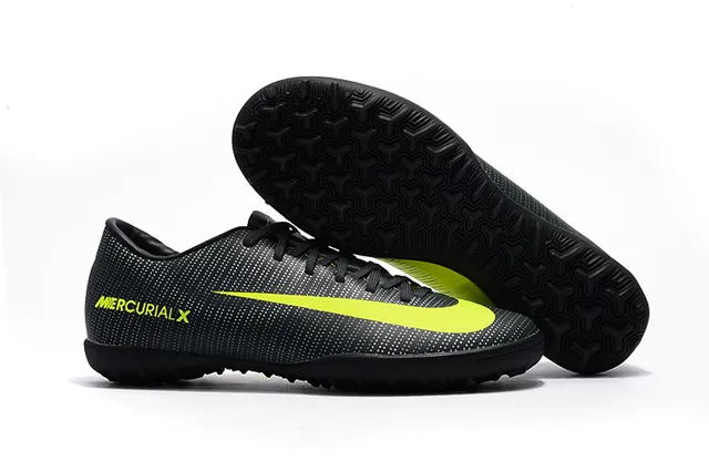 Nike Mercurial X Amarelo Vermelho de corte baixo Superior sintético Ribeteado Texturizado Antepié Grama Sapatos de futebol 4