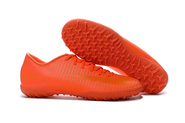 Nike Mercurial X Amarelo Vermelho de corte baixo Superior sintético Ribeteado Texturizado Antepié Grama Sapatos de futebol 6