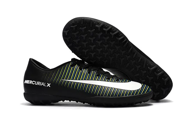 Nike Mercurial X Amarelo Vermelho de corte baixo Superior sintético Ribeteado Texturizado Antepié Grama Sapatos de futebol 11